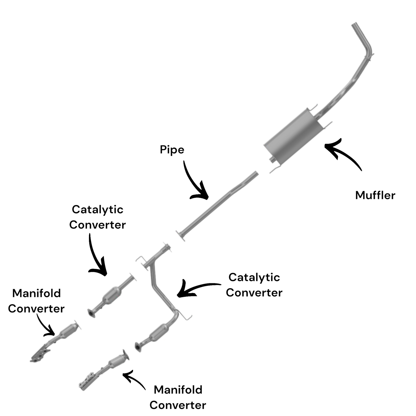 Toyota Tacoma 4.0L (2005-2011) (AWD) (127.2" & 127.8" Wheelbase) Manifold Converters, Catalytic Converter, Pipe and Muffler