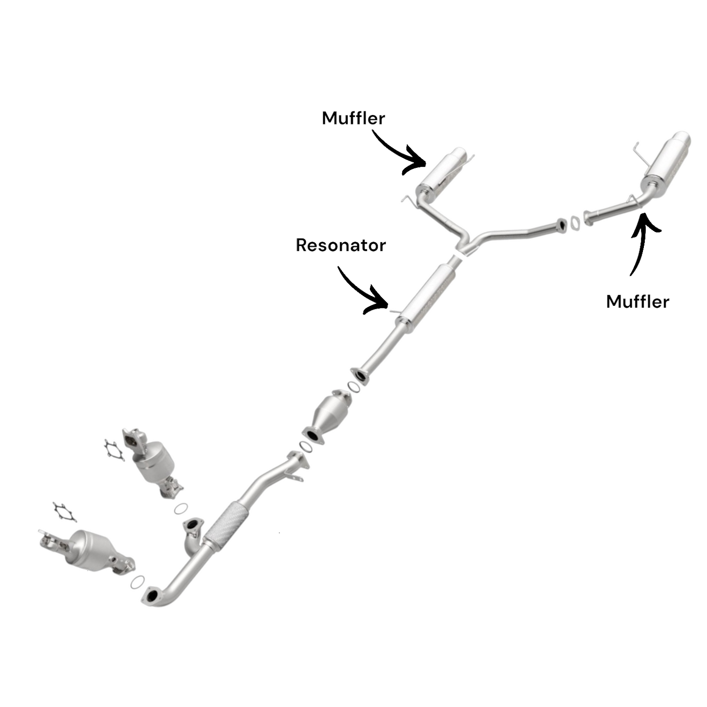 Acura MDX 3.5L (2004-2006) Resonator, Y-Pipe and Muffler