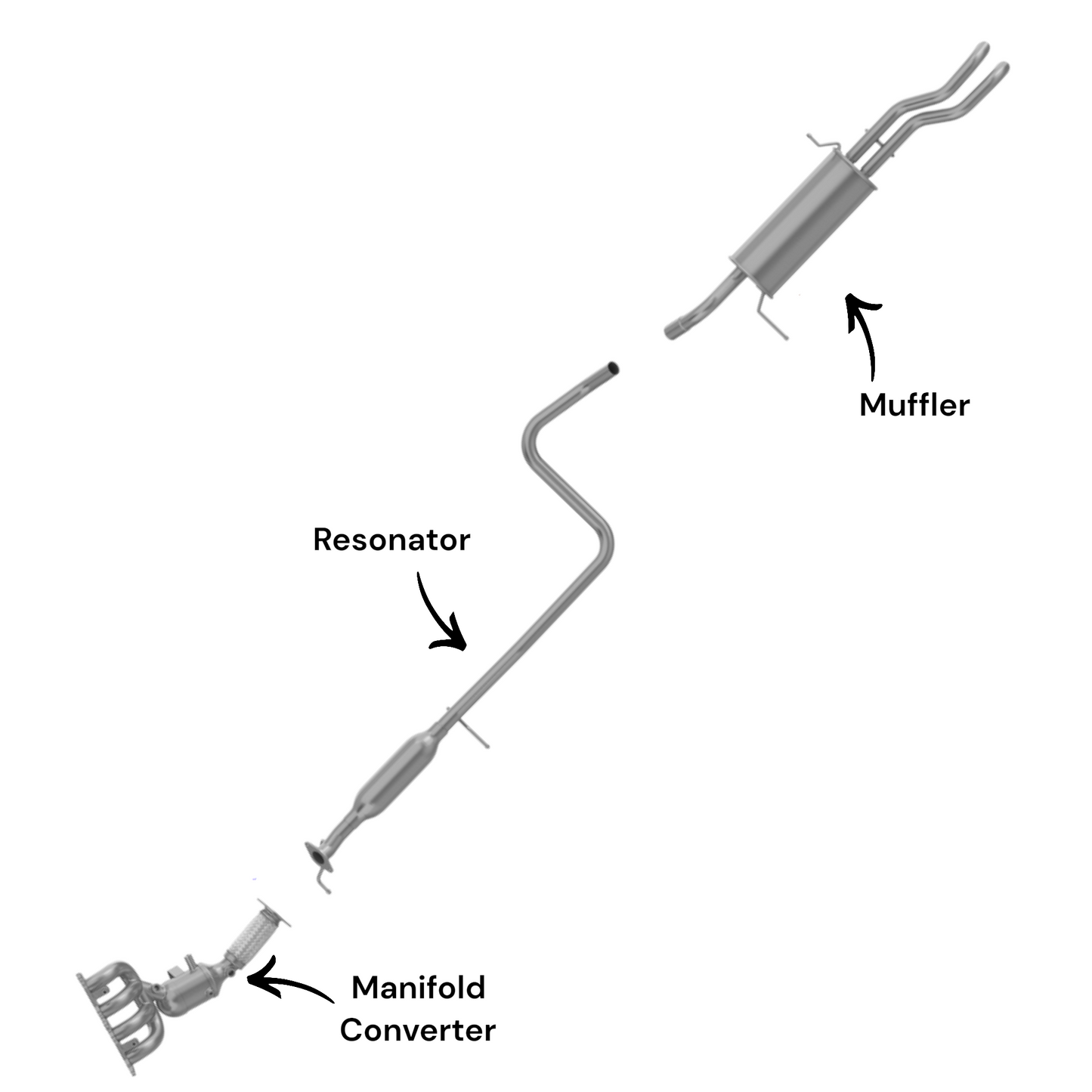 Ford Fiesta 1.6L (2011-2019) (Sedan) Manifold Converter, Resonator and Muffler