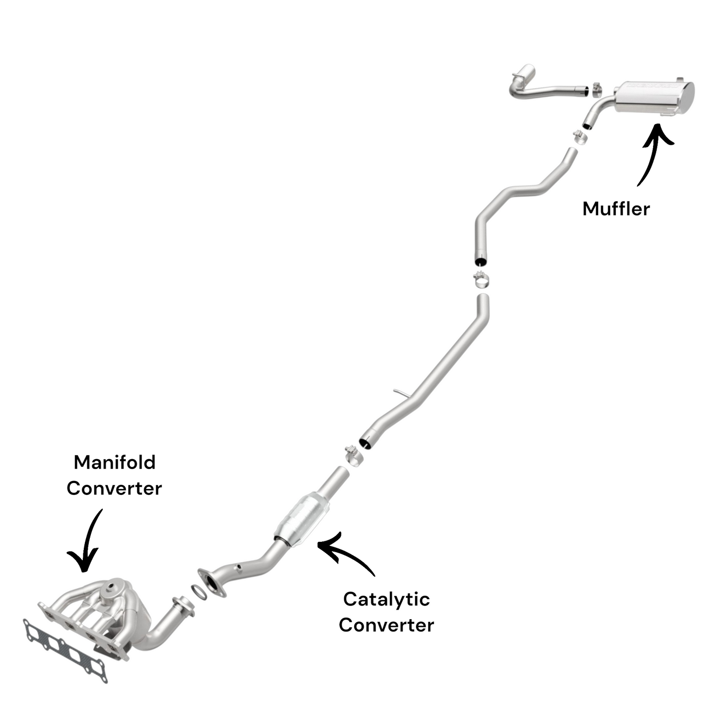 Jeep Compass 2.4L 2007-2011 (4WD Only) Manifold Converter, Catalytic Converter and Muffler