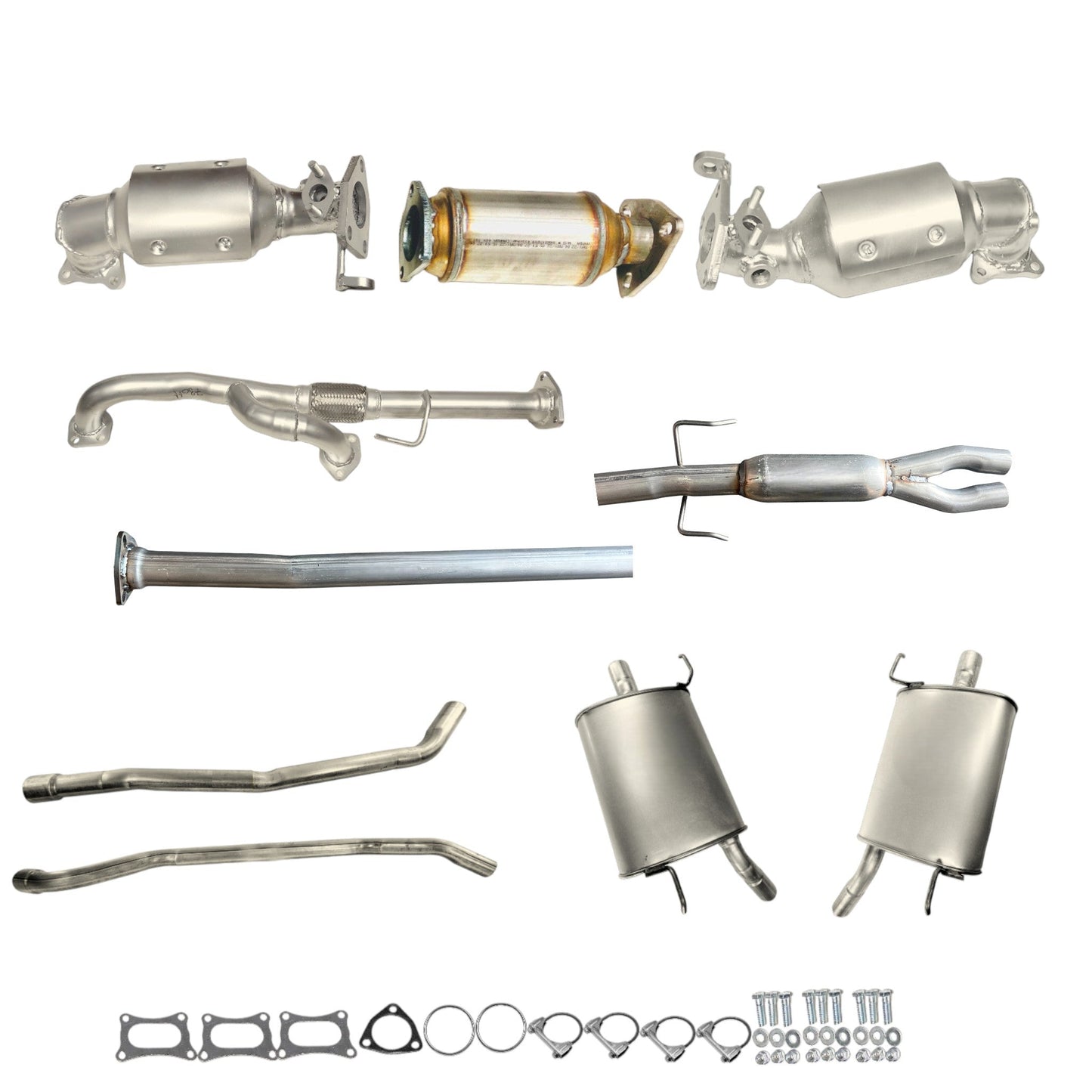 Honda Pilot 3.5L (2009-2015) Manifold Converters, Flex y pipe, Rear converter, Resonator, Both pipes and Both side Mufflers