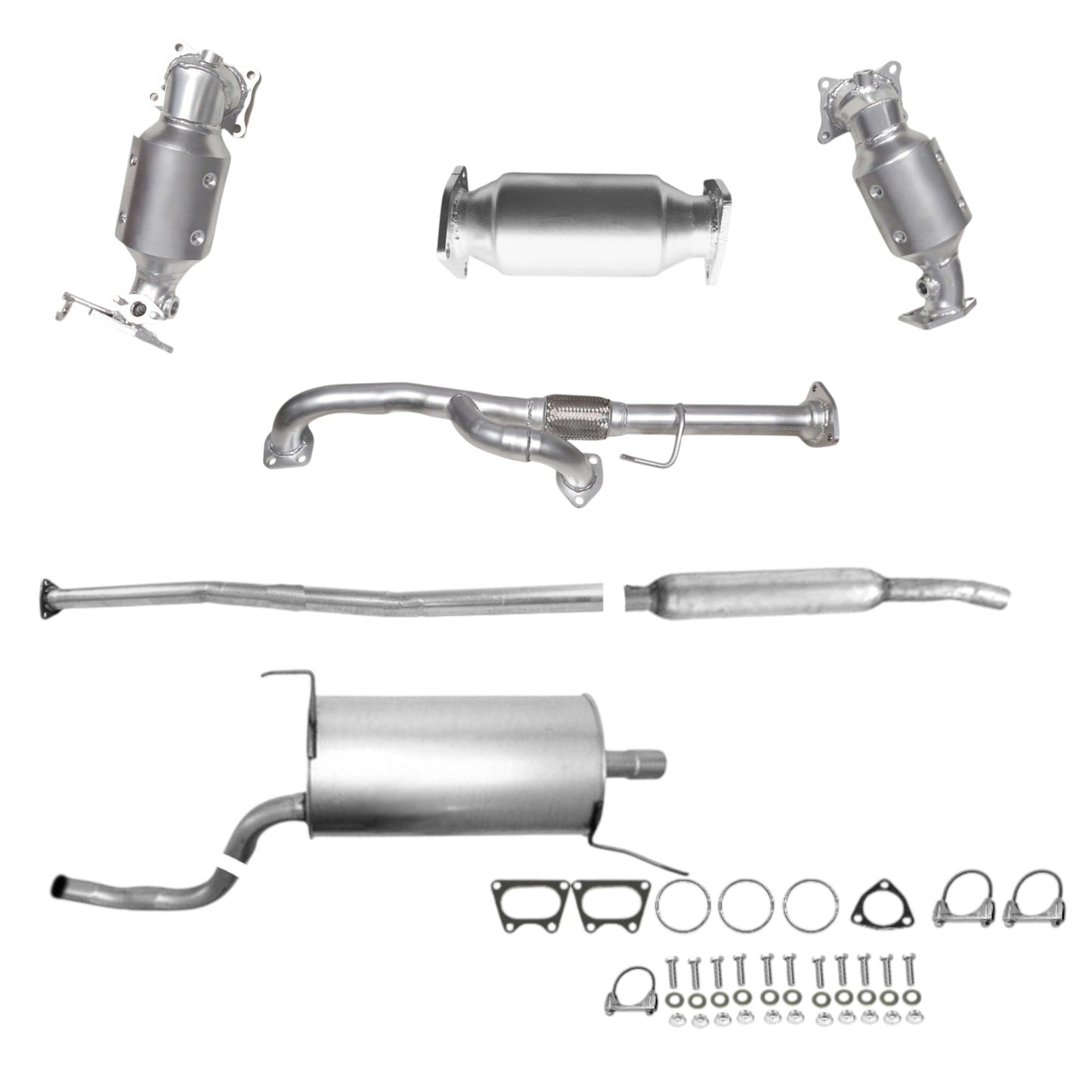 Honda Ridgeline 3.5L (2009-2014) Manifold Converters, Y-Flex Pipe, Rear Converter, Pipe, Resonator and Muffler