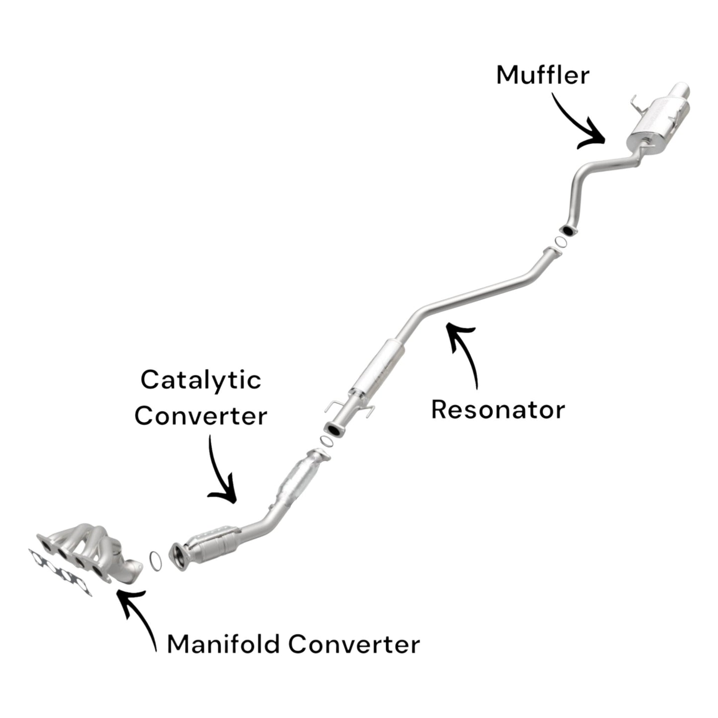Nissan Sentra 2.0L (2009-2012) (California Emissions System) Manifold Converter, Catalytic Converter, Resonator and Muffler