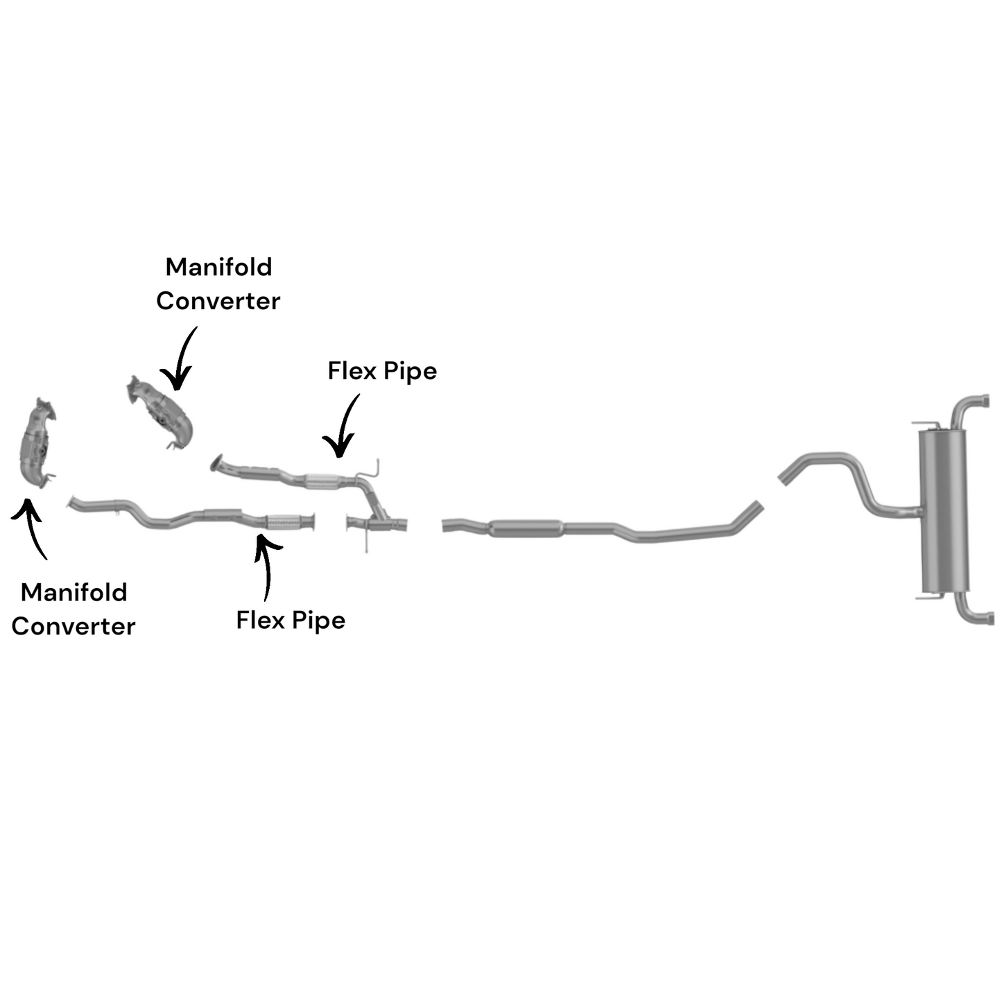 Chrysler 200 3.6L (2015-2017) (AWD) Manifold Converter and Flex Pipes