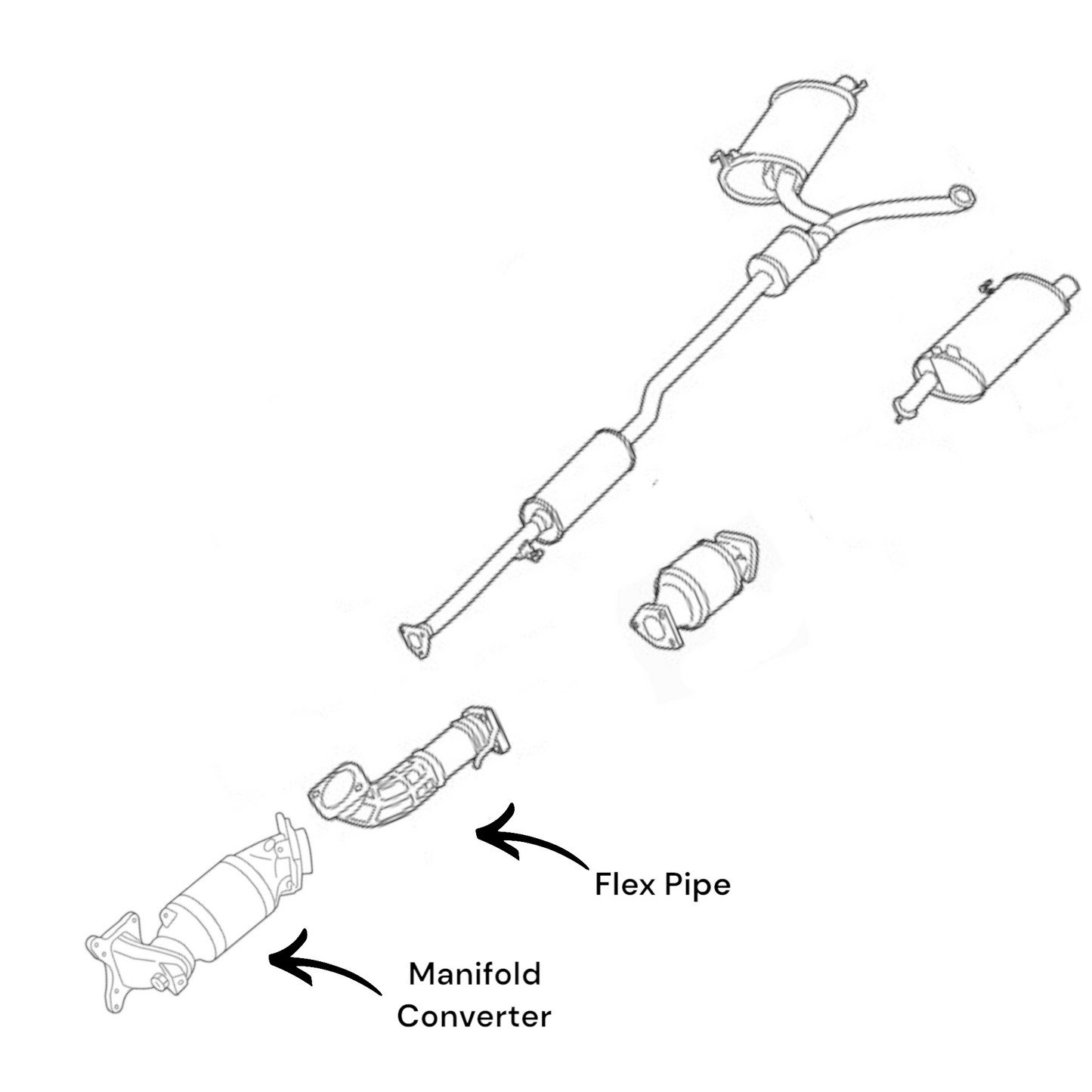 Honda Crosstour 2.4L 2012-2015 Manifold Converter and Flex Pipe