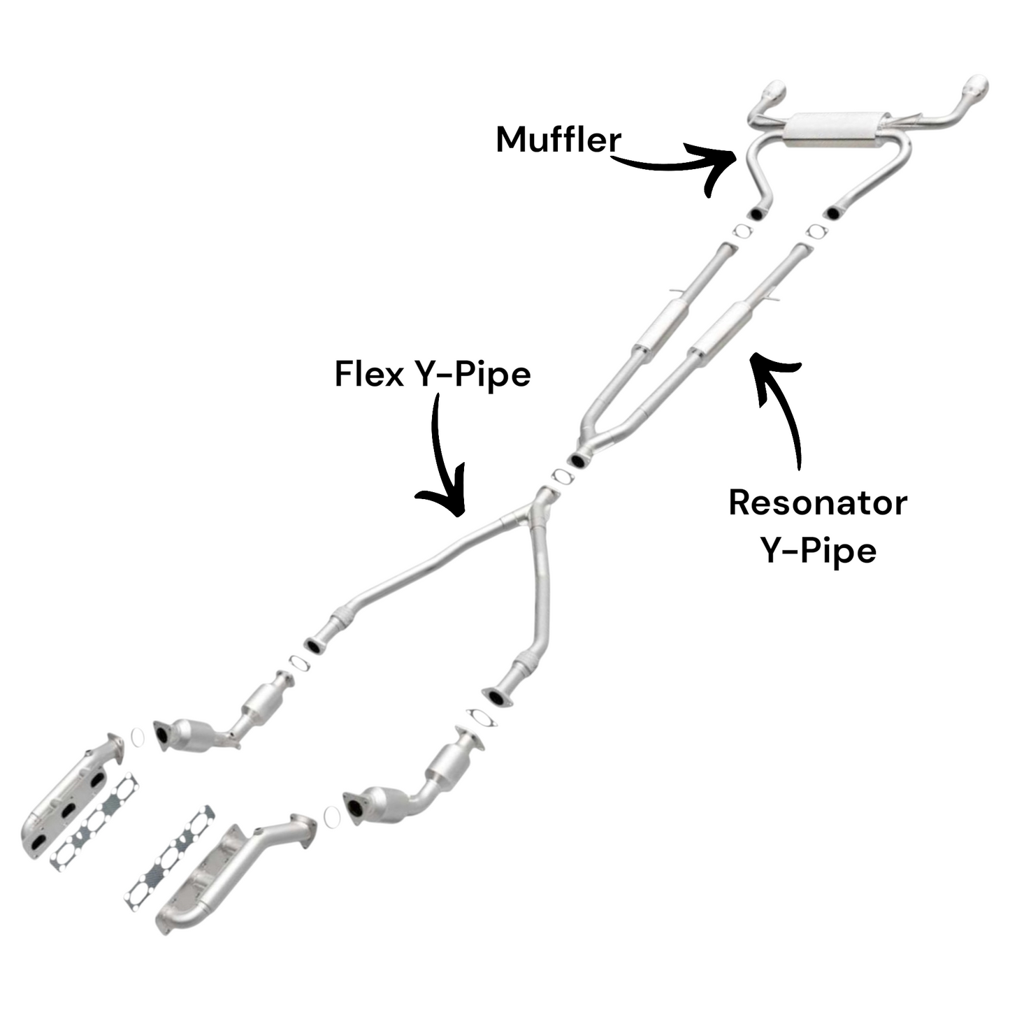 INFINITI FX50 5.0L (2009) (AWD) Flex Y-Pipe, Resonator Y-Pipe and Muffler