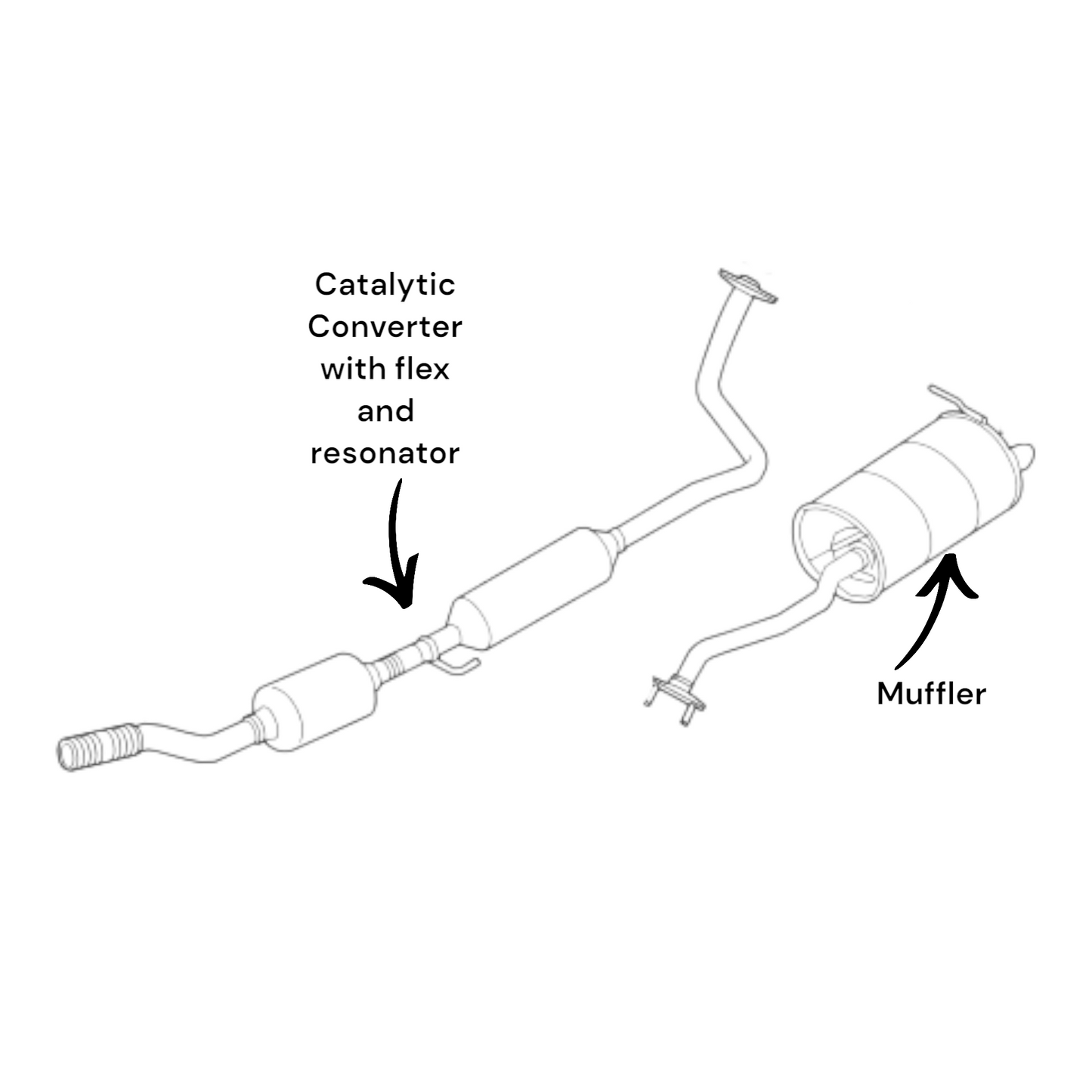 Nissan Kicks 1.6L (2018-2024) Converter with flex and Resonator & Muffler