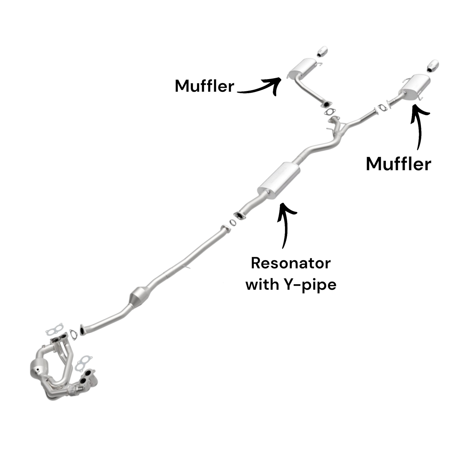 Subaru Impreza 2.5L (2008-2010) (Sedan only) (Turbo) Resonator with Y-Pipe and Both side Mufflers