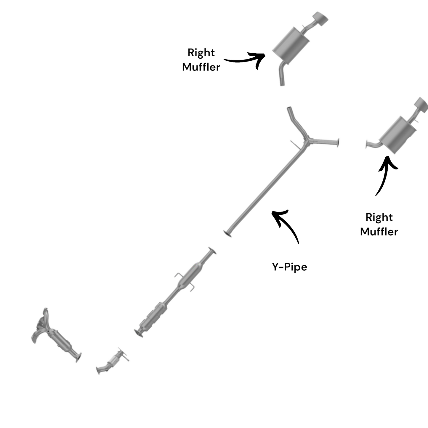 Hyundai Sonata 2.4L (2011-2014) (Non-Hybrid) Left & Right Side Muffler with Y-Pipe