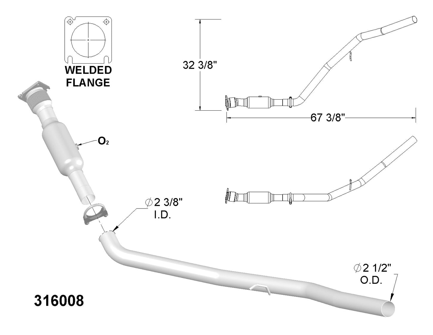 Chrysler Town and country 3.8L (2001-2007) Catalytic Converter with Flex