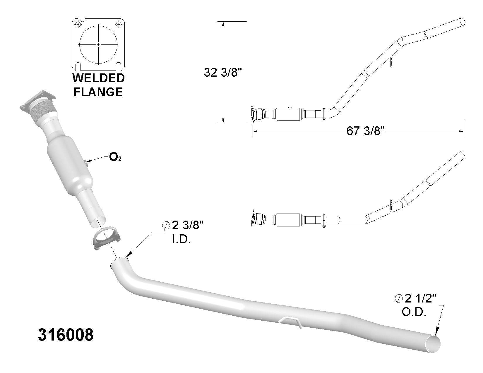 Chrysler Town and country 3.8L (2001-2007) Catalytic Converter with Flex
