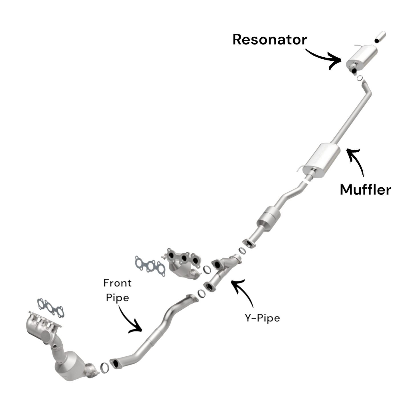 Toyota Highlander 3.3L (2006-2007) (Hybrid) Front Pipe, Y-Pipe, Muffler and Resonator