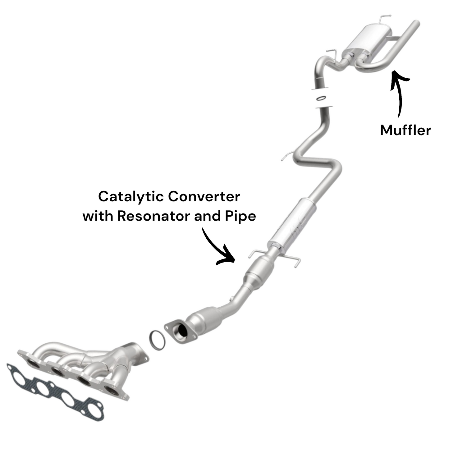Toyota Yaris 1.5L (2007-2011) (Sedan) Catalytic Converter with Resonator and Pipe and Muffler