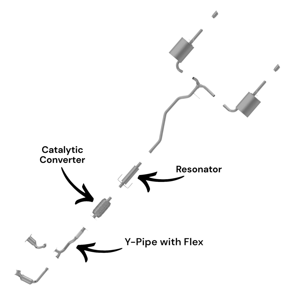 Mercury Milan 3.0L (2006-2011) (FWD) Y-Pipe With Flex, Catalytic Converter & Resonator