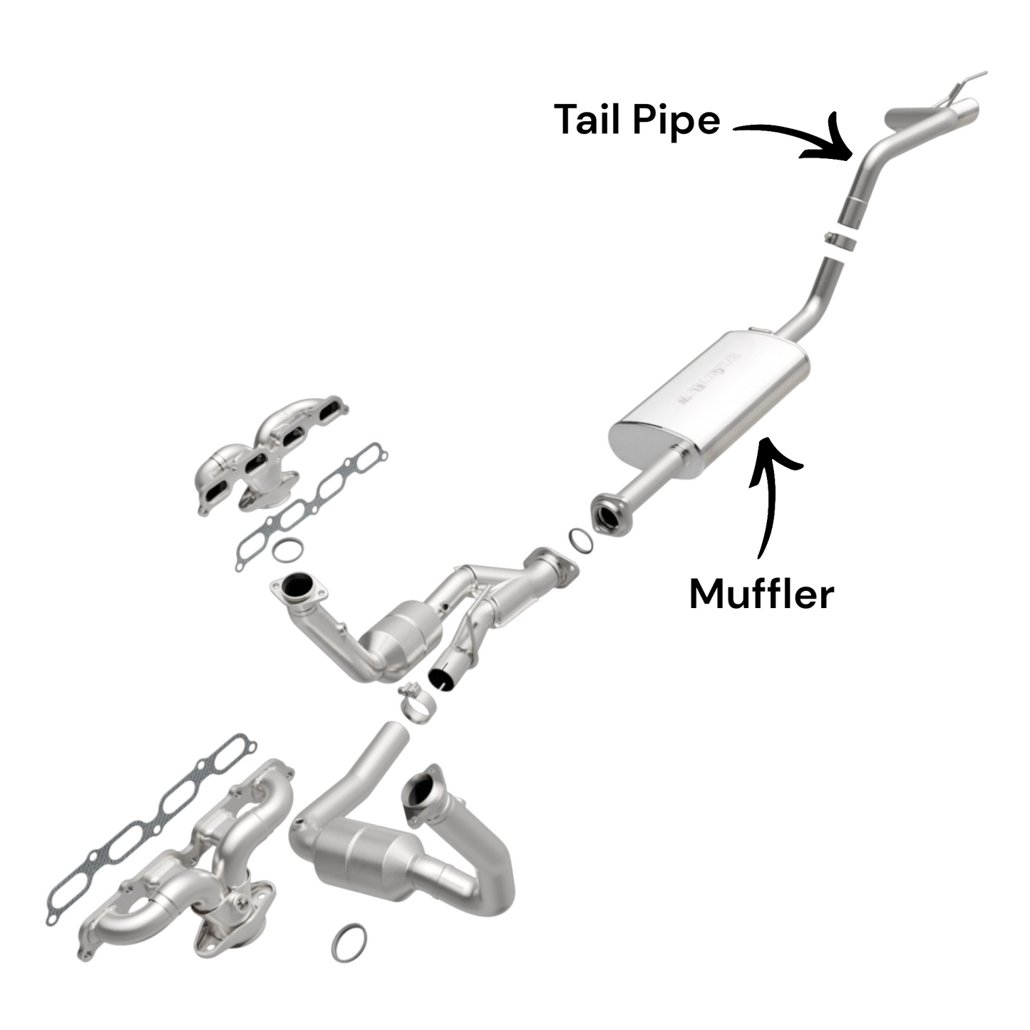 Jeep Grand Cherokee 3.7L (2005-2010) Muffler with Axel pipe and Tail Pipe