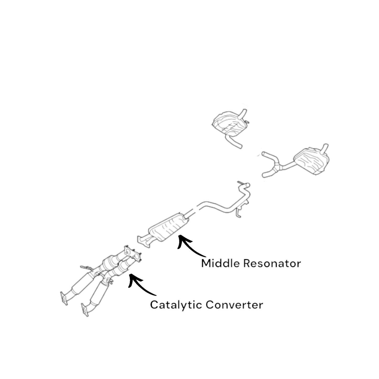 Volvo XC70 3.2L (2008, 2009) Catalytic Converter and Middle Resonator
