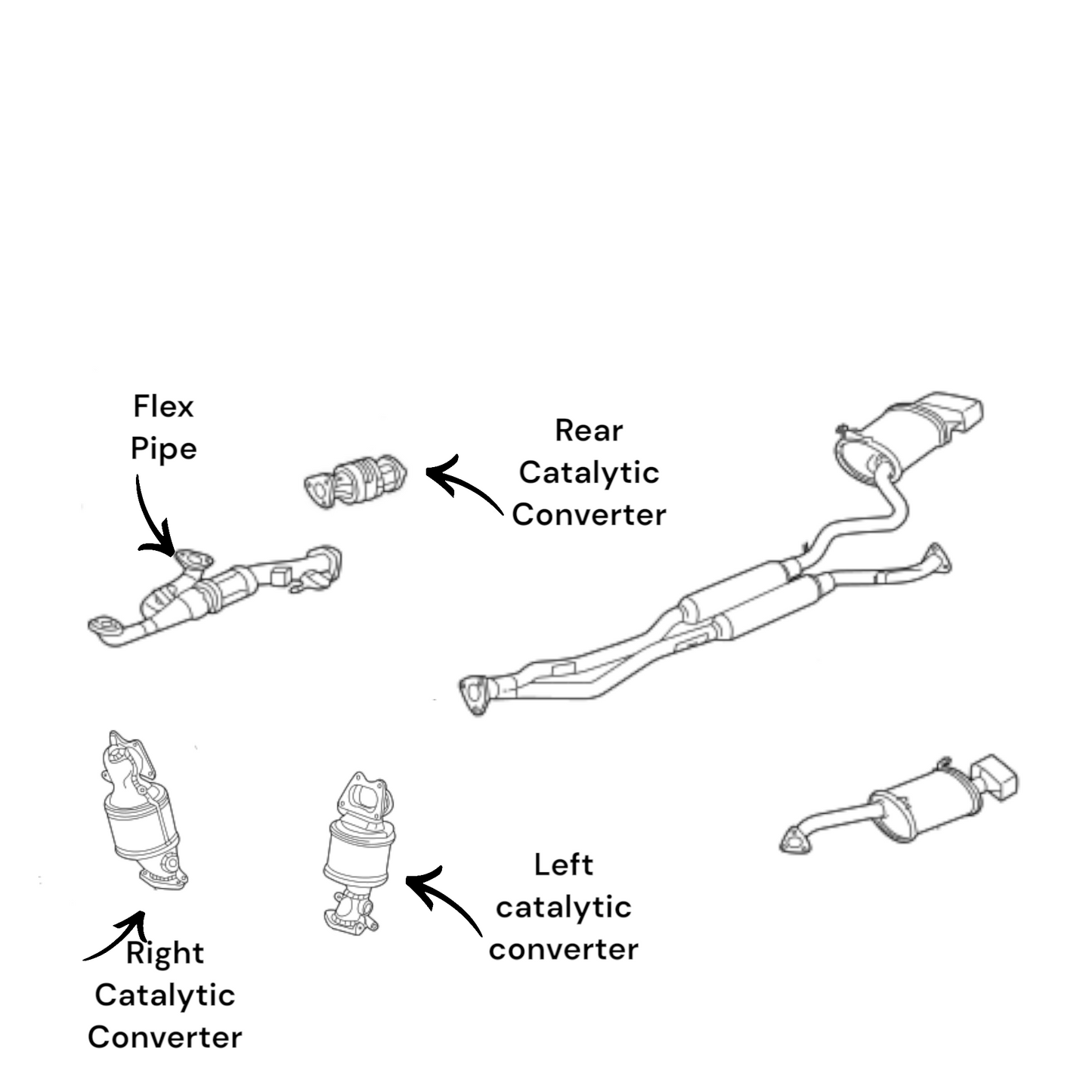 Acura TL 3.7L 2010-2014 Converters Set & Flex Pipe SH-AWD (Automatic trans)