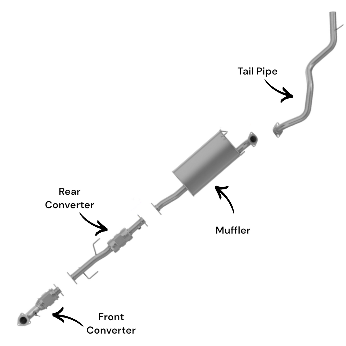 Toyota 4Runner 3.4L (2001-2002) Catalytic Converters, Muffler and Tail Pipe
