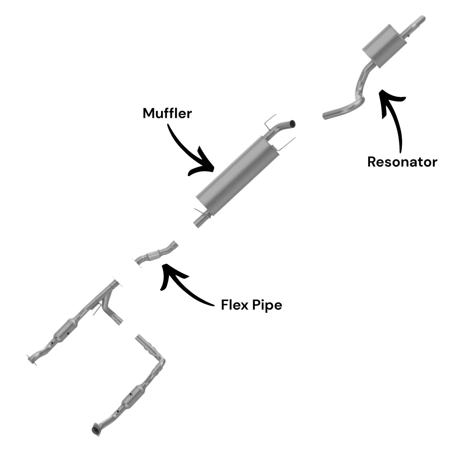 Chrysler Aspen 5.7L (2007-2009) (Non-Hybrid) Flex Pipe, Muffler & Resonator