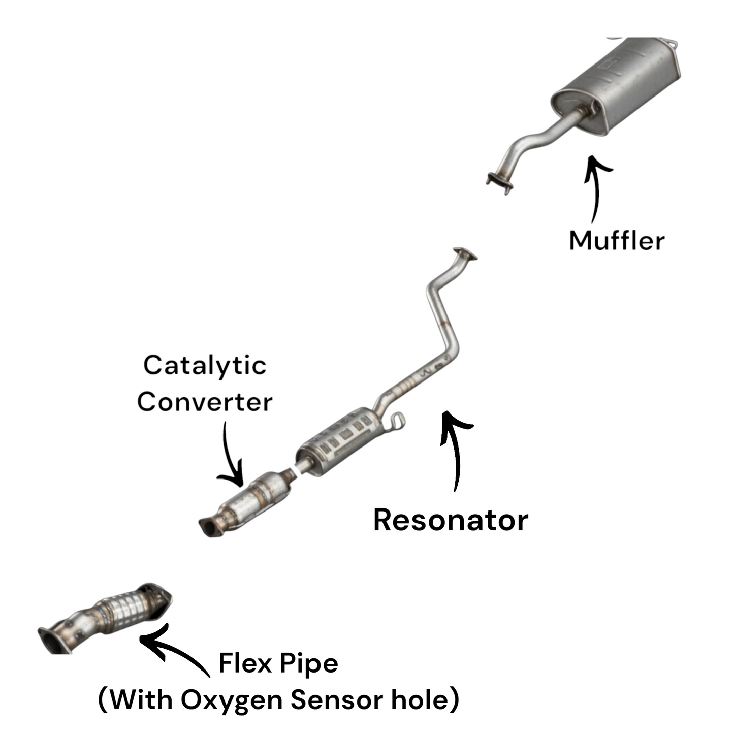 Hyundai Elantra GT 2.0L (2014) (Hatchback) Flex Pipe, Catalytic Converter, Resonator and Muffler