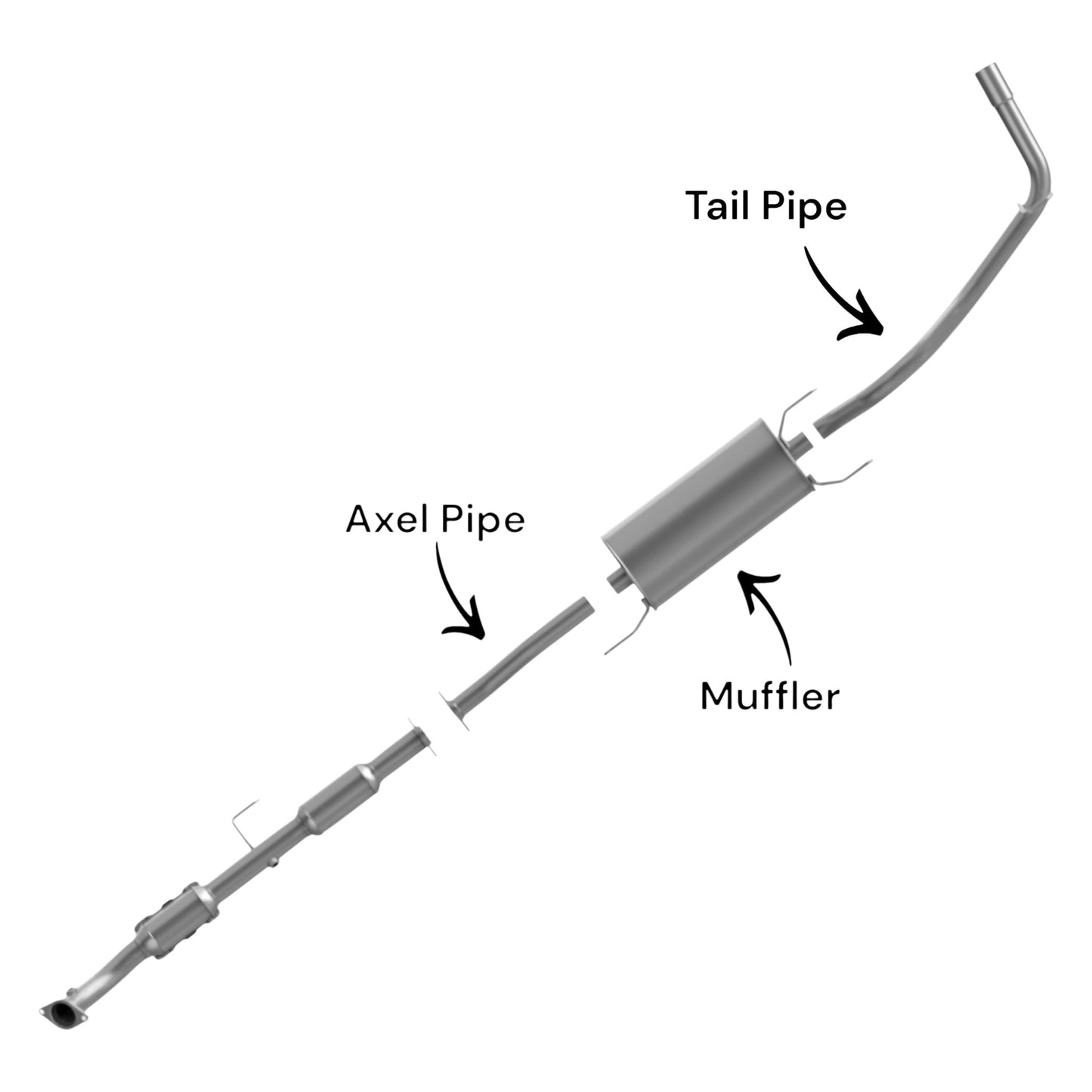Toyota Tacoma 2.7L (2005-2012) (127.4inch Wheelbase) Axel Pipe, Muffler & Tail Pipe