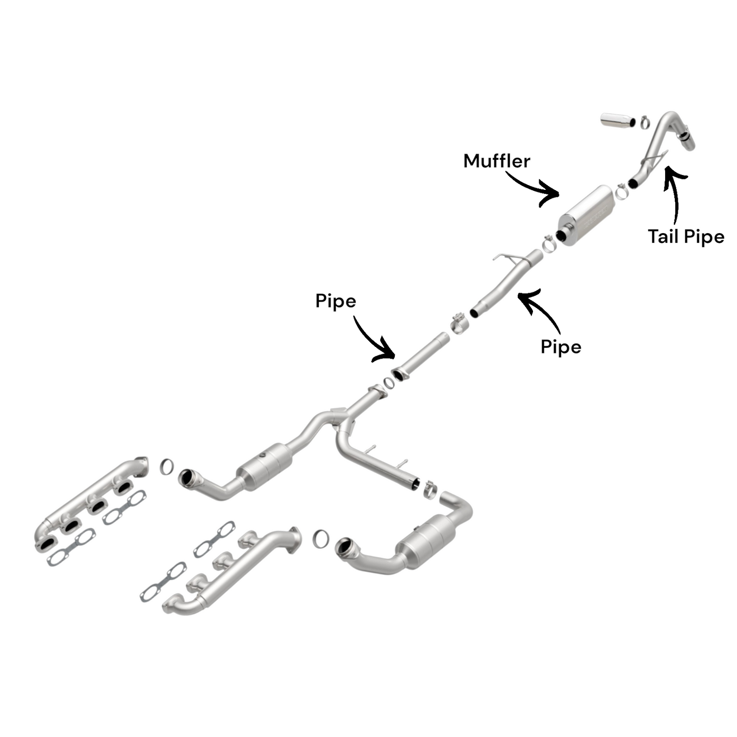 Ford F-150 4.6L (2009-2010) (145"Wheelbase) Pipes, Muffler And Tail Pipe