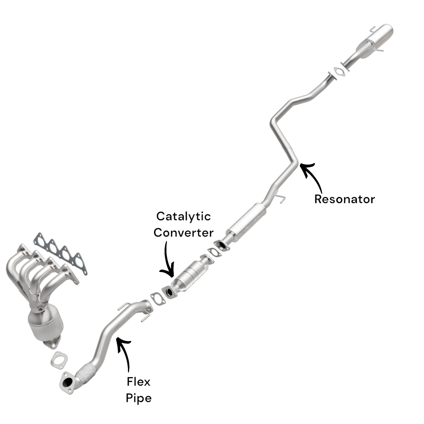 Kia Soul 2.0L 2010-2011 Flex Pipe, Converter and Resonator