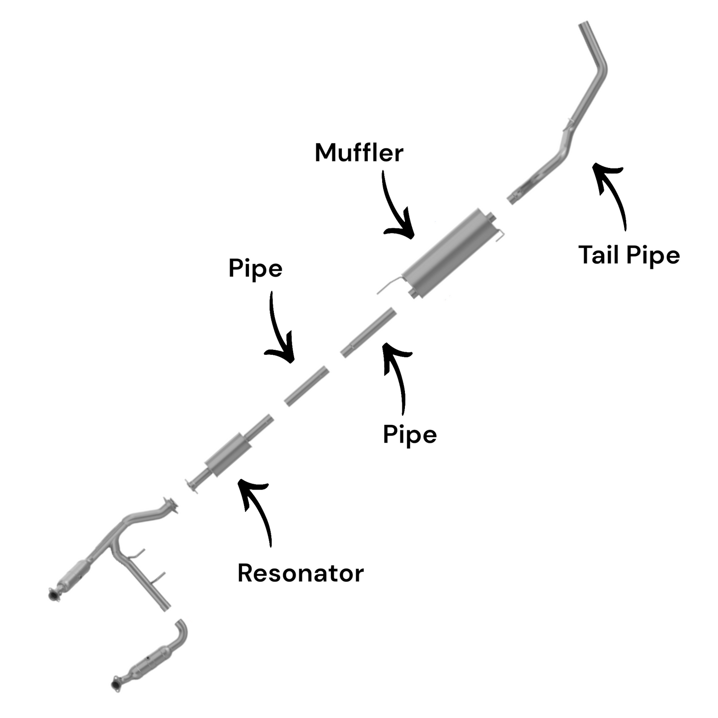 Ford F-150 6.2L (2011-2014) (157.0" Wheelbase) Resonator, Pipes, Muffler and Tail Pipe
