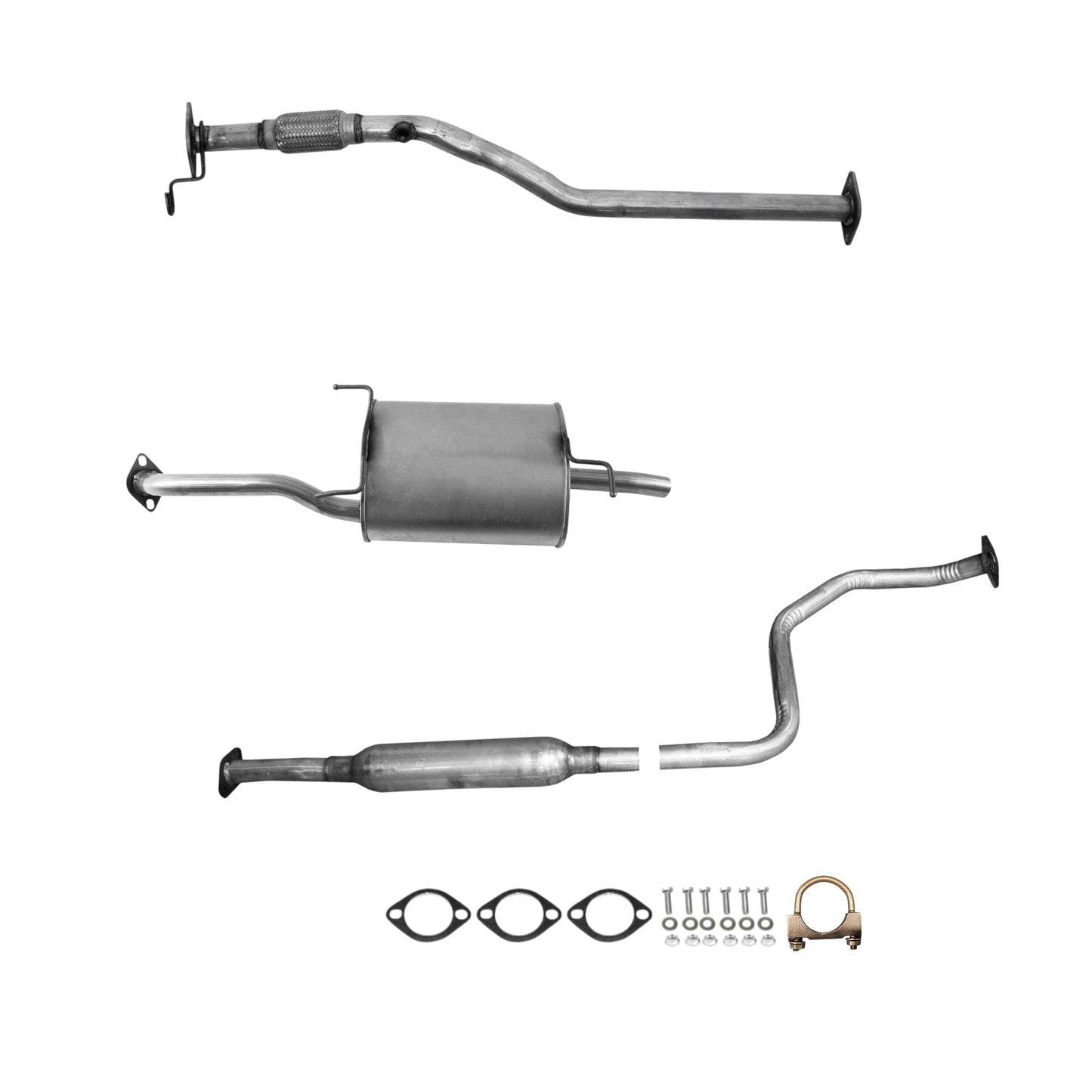 Hyundai Accent 1.5L (2000-2002) and 1.6L(2001-2005) Flex Pipe, Resonator and Muffler