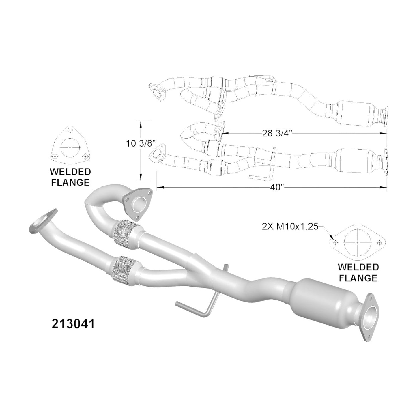 54498 - Nissan Murano 3.5L (2003-2007) V6 Rear Catalytic Converter with Flex Y Pipe