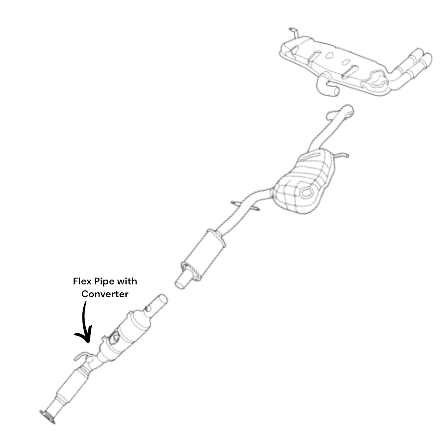 Volkswagen Beetle 2.5L (2012-2014) Flex Pipe with Converter