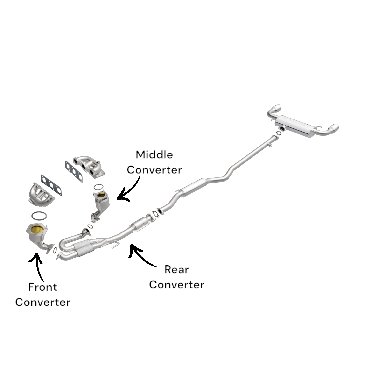 Nissan Murano 3.5L (2009-2014) Front, Middle and Rear Catalytic Converter