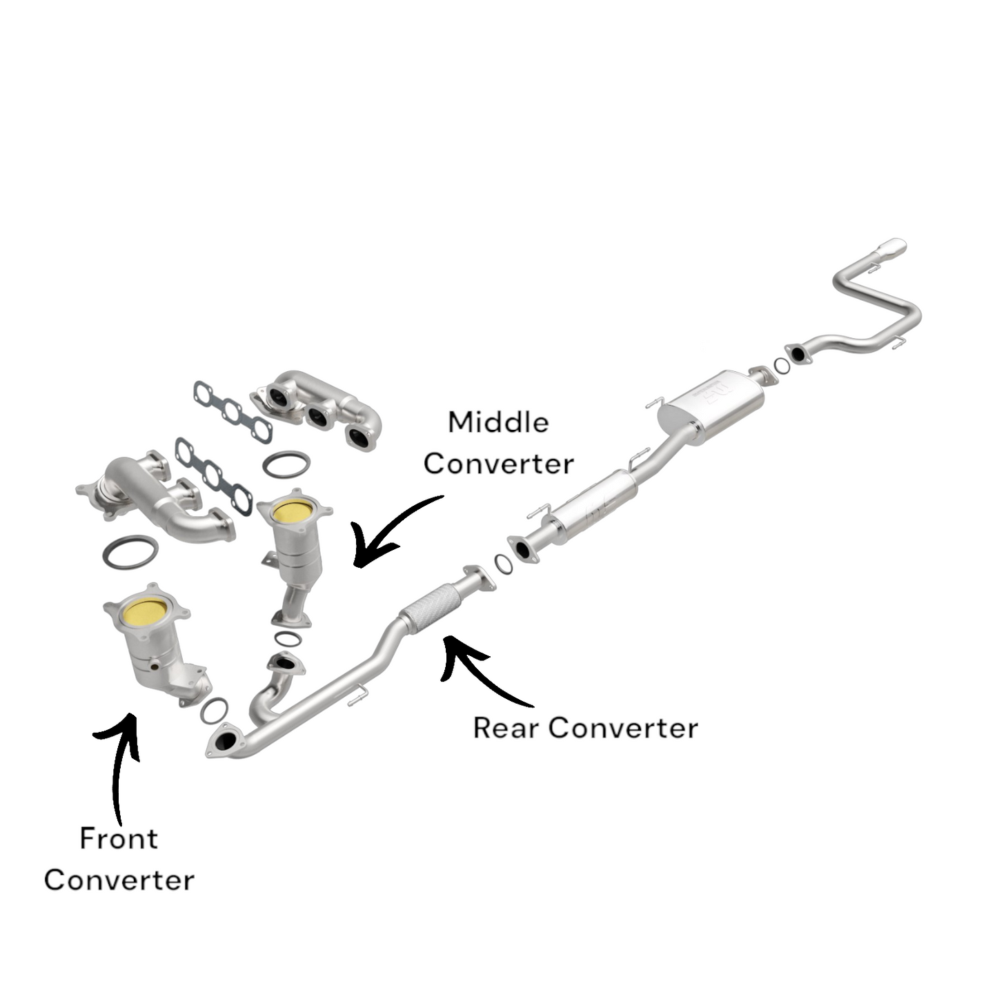 Nissan Pathfinder 3.5L (2013-2015) Front, Middle and Rear Catalytic Converters
