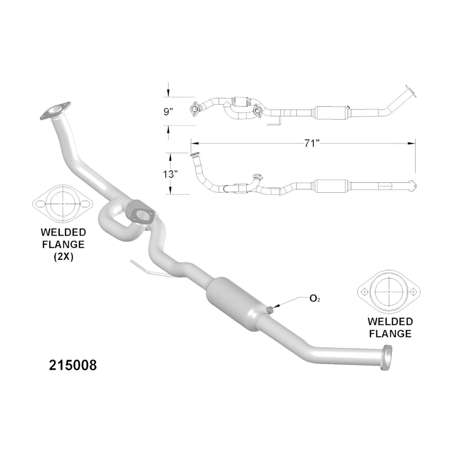 56187 - Toyota Sienna 3.0L (1998, 1999, 2000) V6 Flex Y Pipe with catalytic Converter