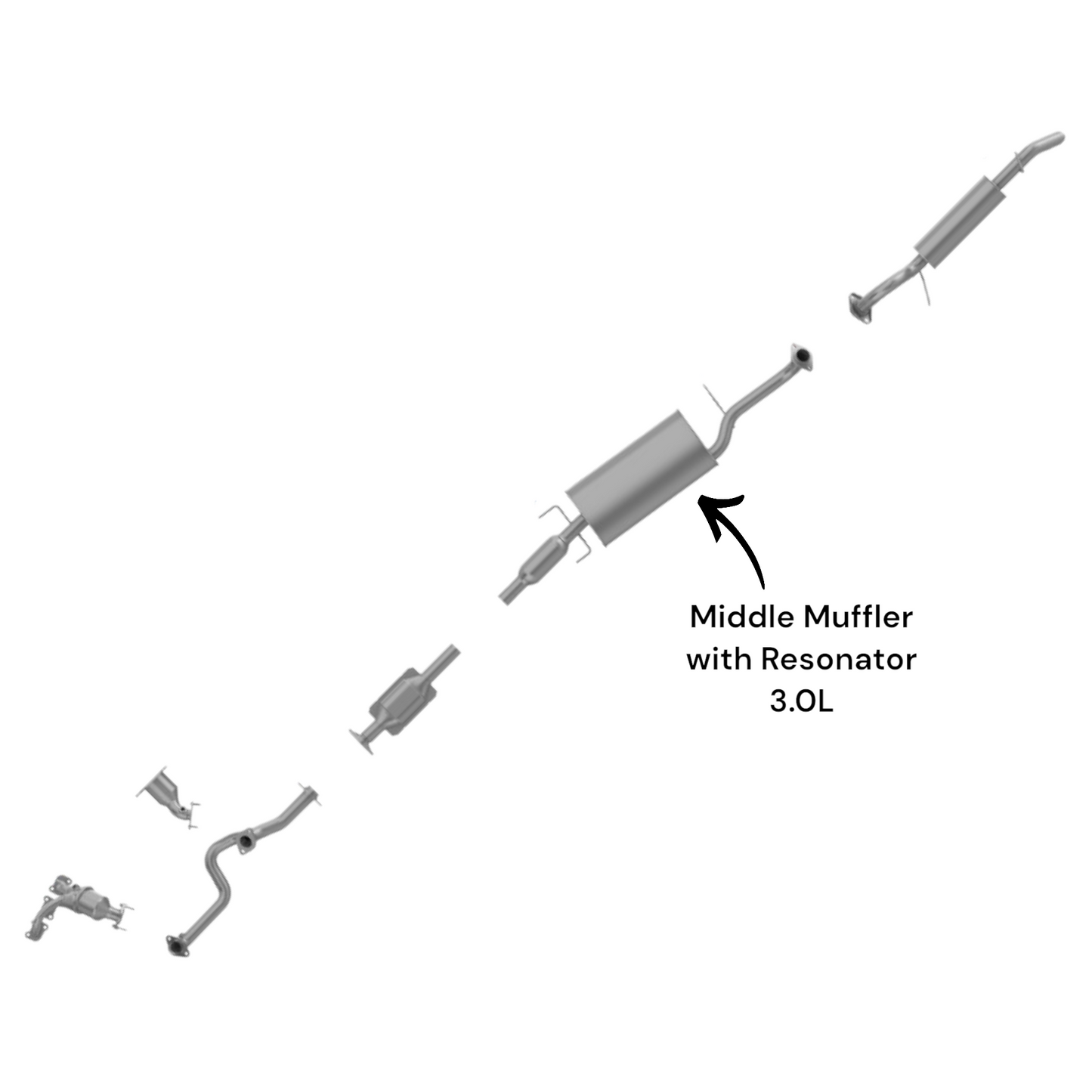 Mercury Mariner 2.5L & 3.0L (2009-2011) Middle Muffler with Resonator