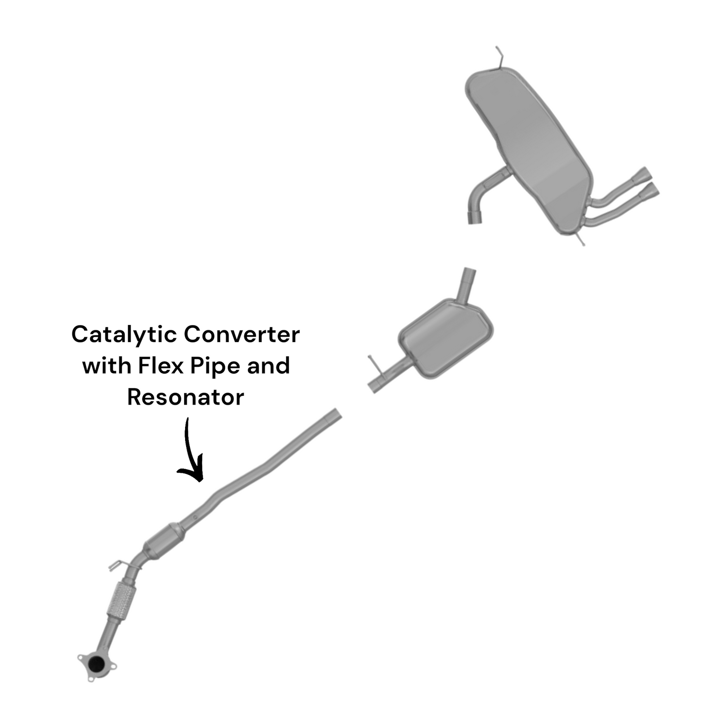 Audi Q3 2.0L (2015-2018) Catalytic Converter with Flex Pipe and Resonator