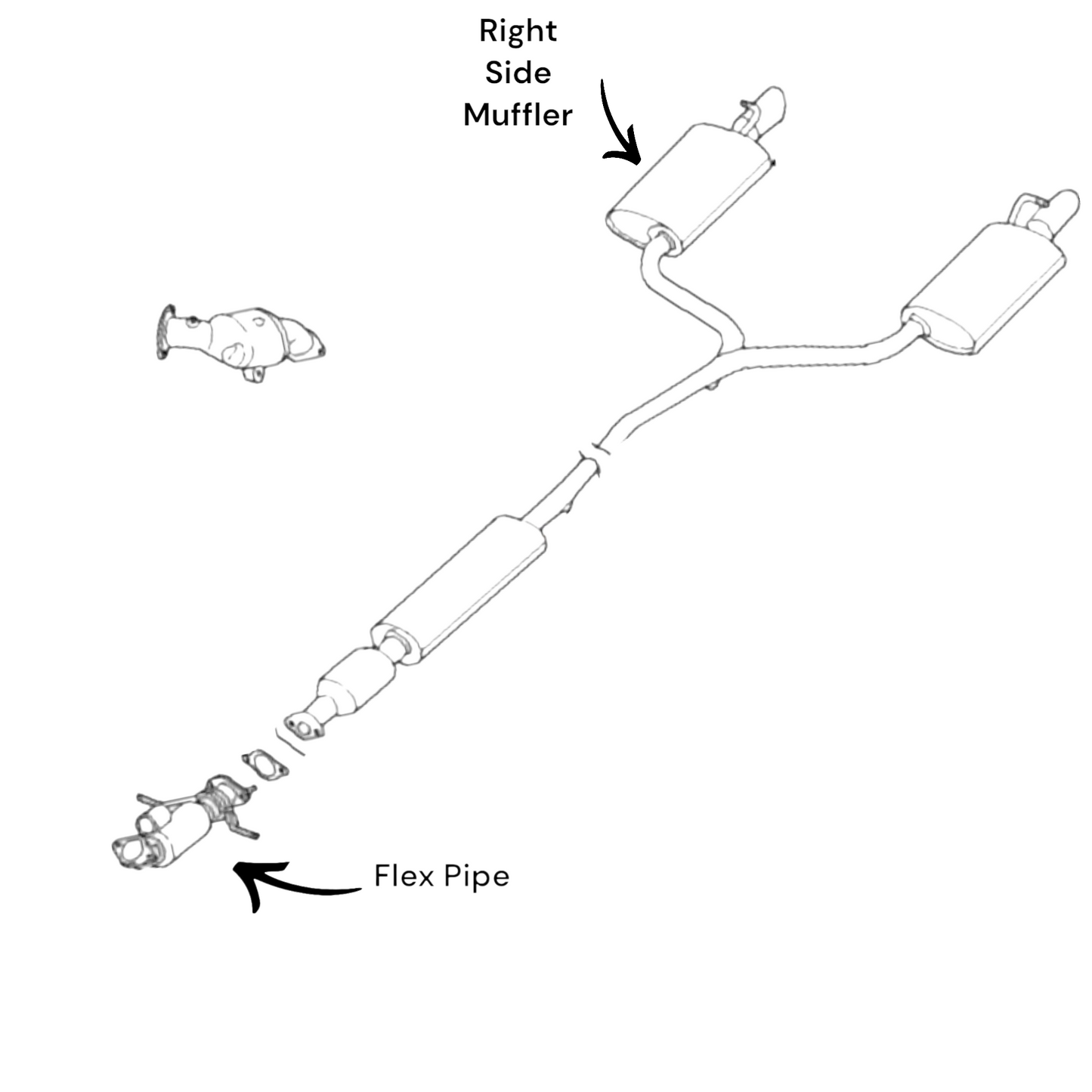 Ford Explorer 2.3L 2016-2019 Turbo Flex Pipe and Right Side Muffler