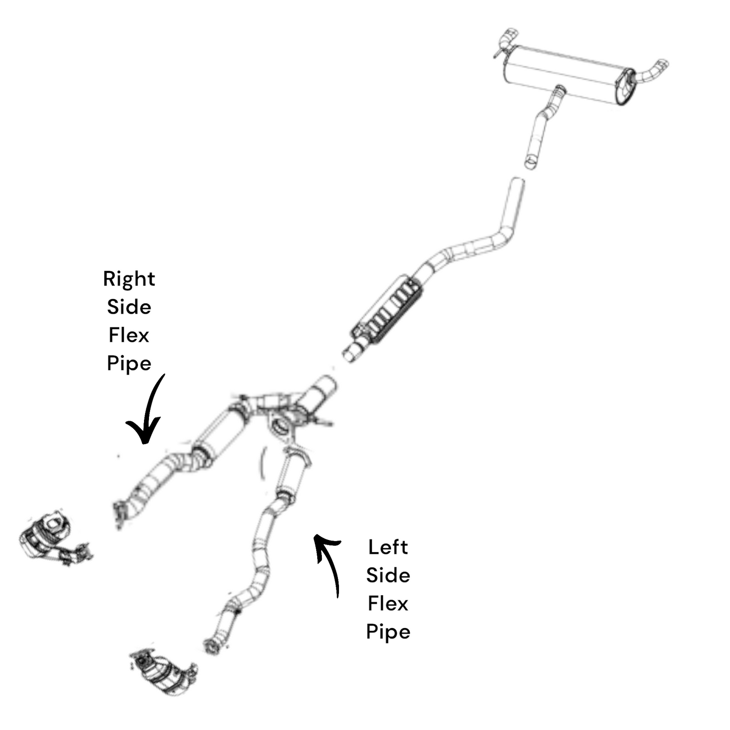 Jeep Cherokee 3.2L 2014-2018 Flex Pipes With Two Speed Transfer and Resonator AWD