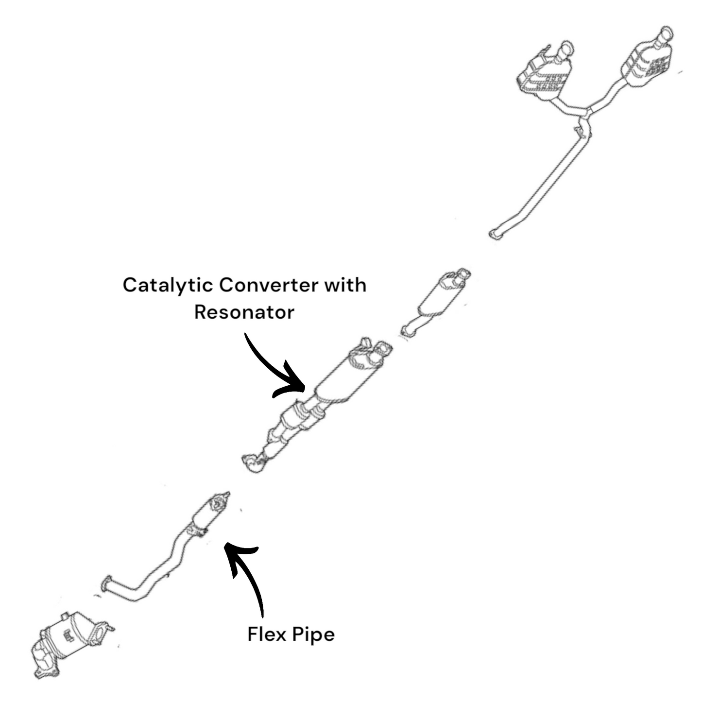 Buick Enclave 3.6L (2018-2024) Converter with Resonator and Flex Pipe
