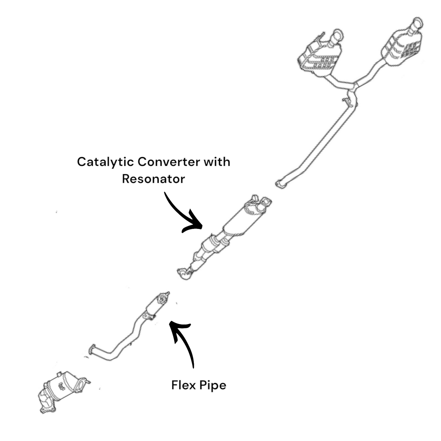 Chevrolet Traverse 3.6L (2018-2023) Converter with Resonator and Flex Pipe