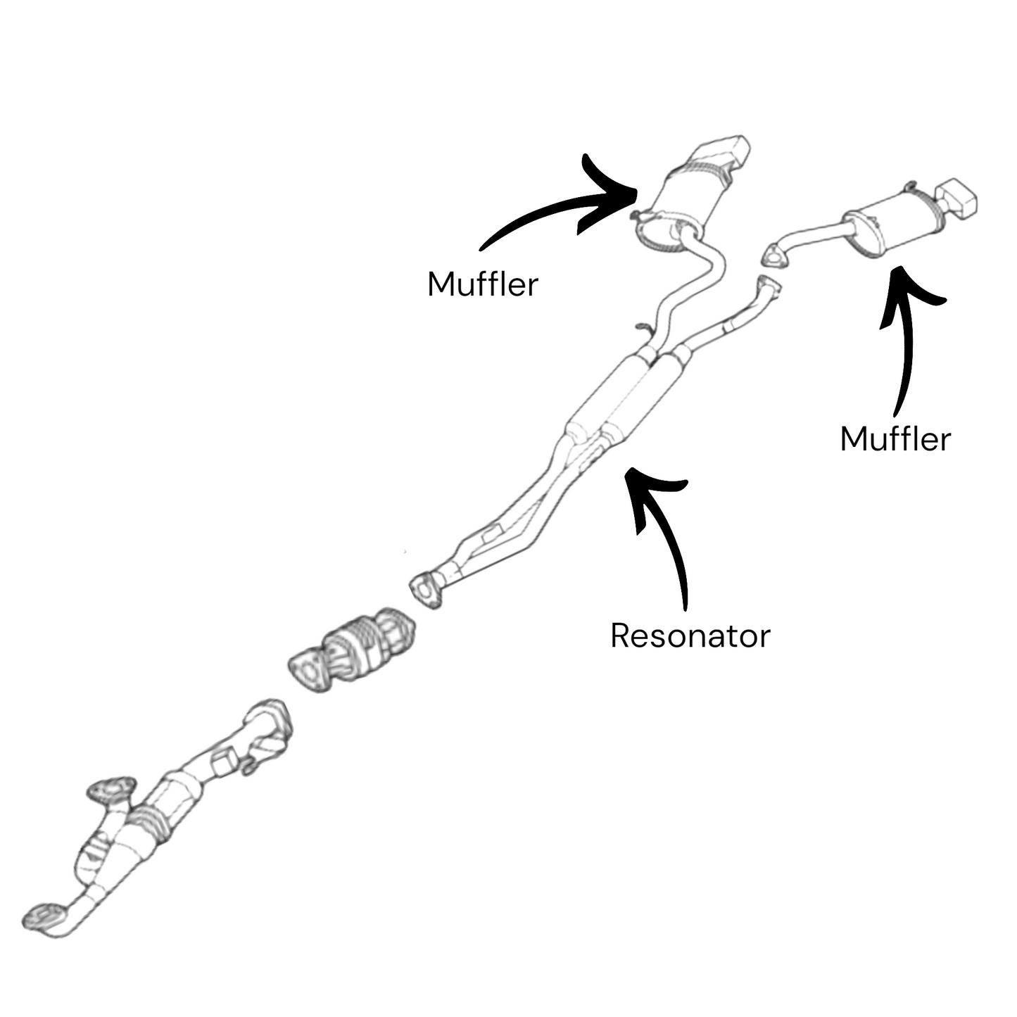 Acura TL SH-AWD 3.2L 2012-2014 Resonator and mufflers set