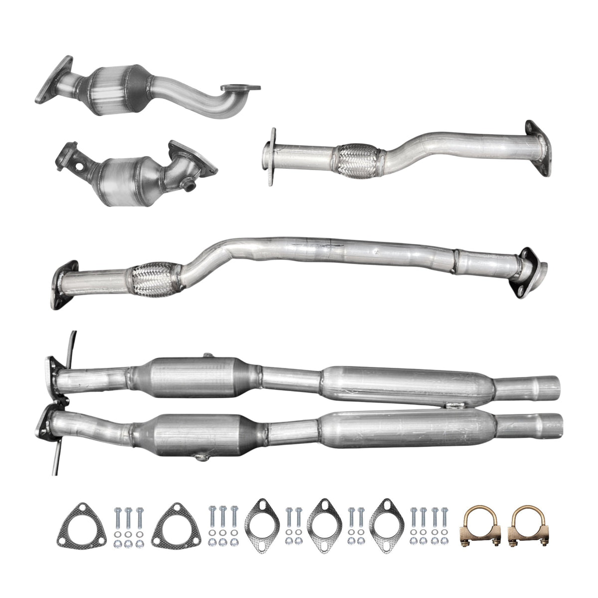 Lincoln MKT 3.5L (2013-2019) (Turbo) Left & Right Manifold Converters, Left & Right Flex Pipes & Dual Catalytic Converters With Dual Resonators