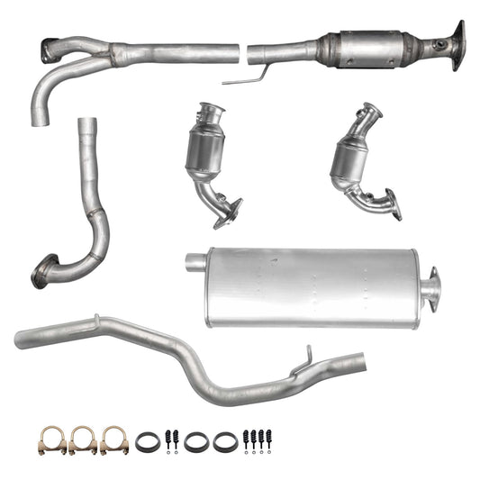 Jeep Liberty 3.7L (2002, 2003) Right, Left & Middle Catalytic Converters, Muffler and Tail Pipe