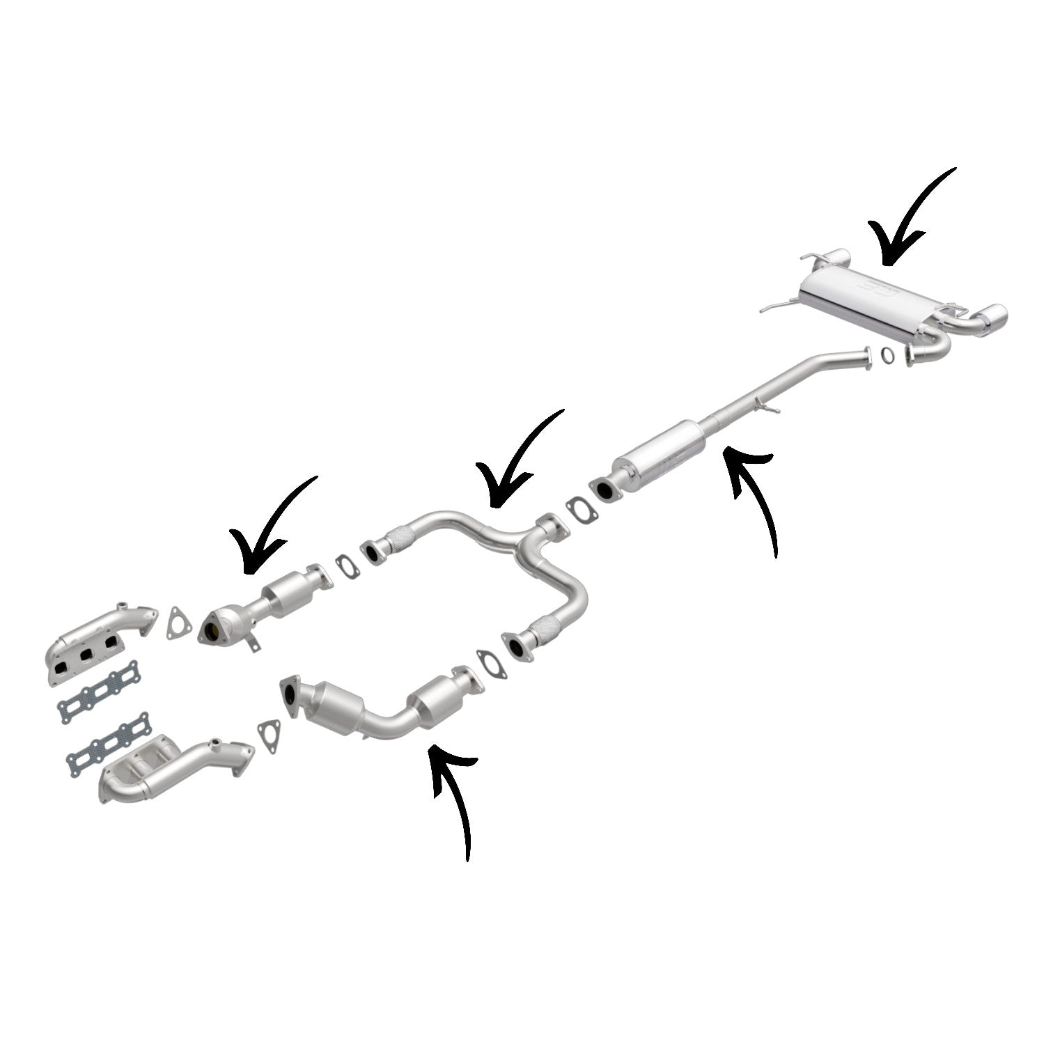 Nissan 350Z 3.5L RWD 2003-2006 Catalytic Converter, Flex Y-Pipe, Resonator and Muffler