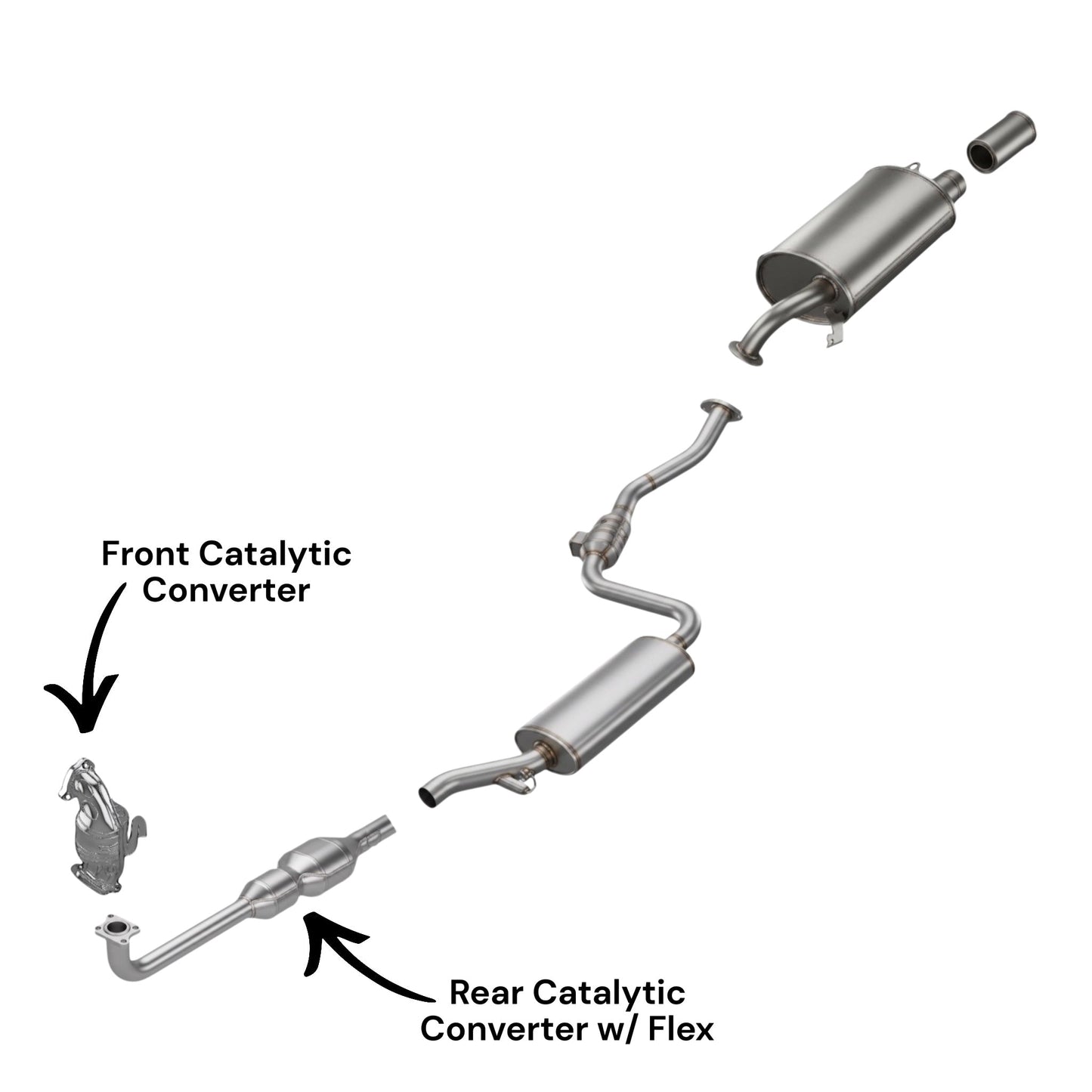 Volvo S40 1.9L (2004) (Turbo) Front & Rear Catalytic Converter With Flex