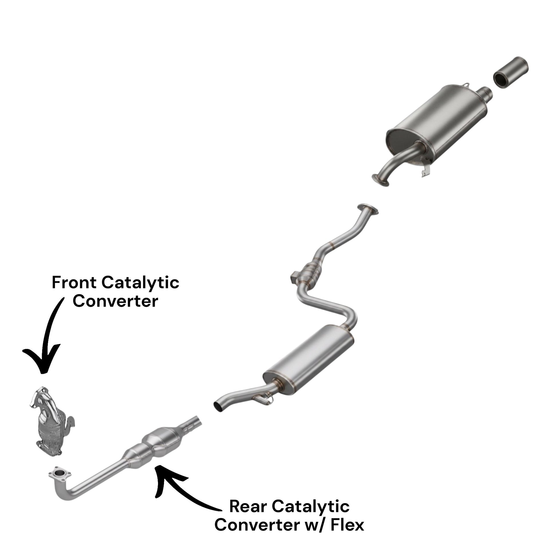 Volvo S40 1.9L (2004) (Turbo) Front & Rear Catalytic Converter With Flex