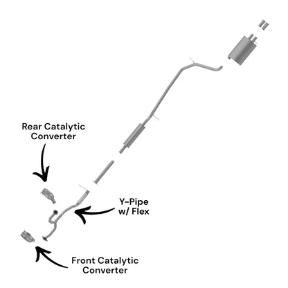 Mercury Sable 3.5L (2008, 2009) (AWD) (Federal Emissions System) Front & Rear Catalytic Converters and Y-Pipe With Flex
