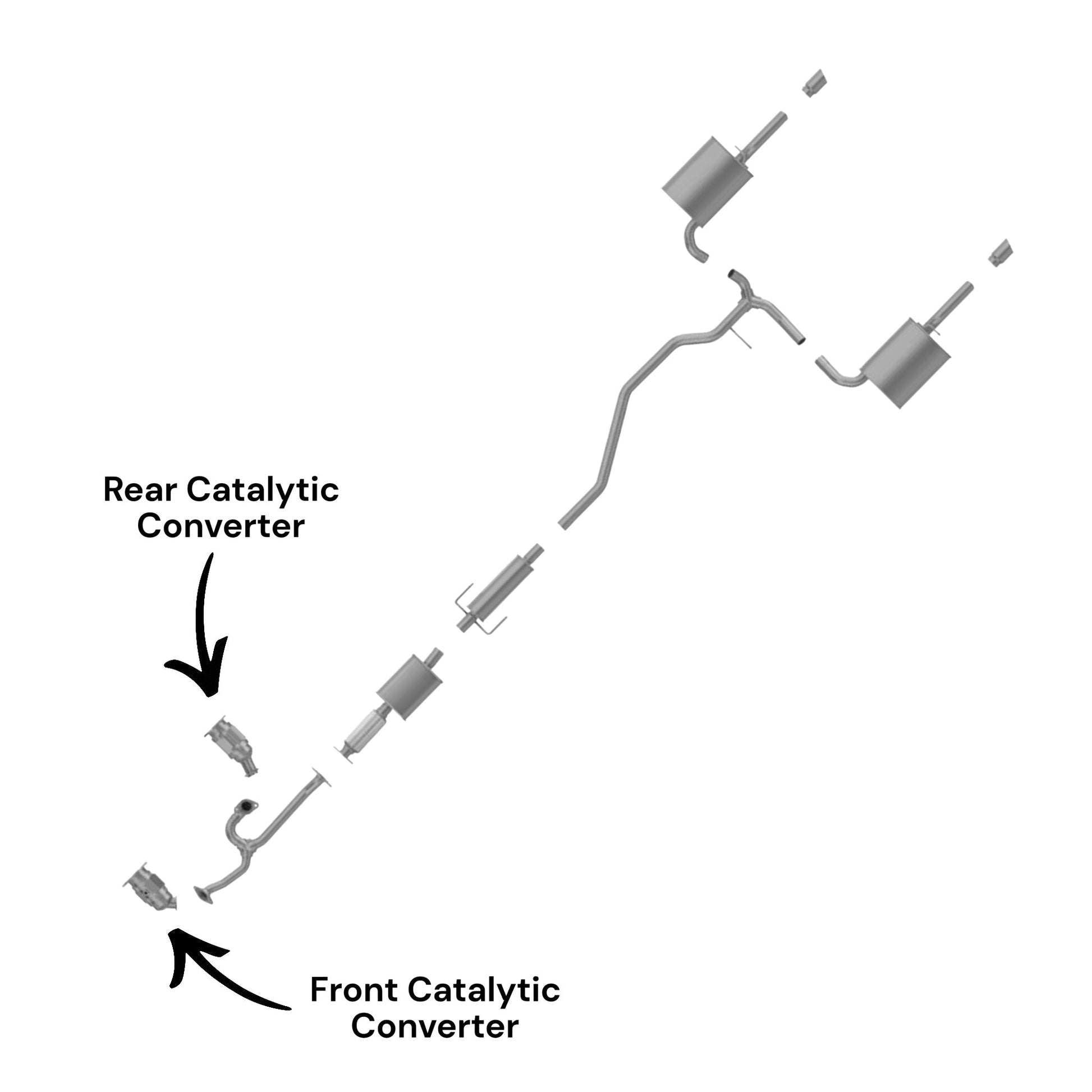 Ford Fusion 3.5L (2010) Front and Rear Catalytic Converters