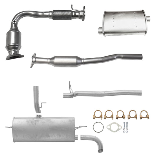 GMC Terrain 2.4L (2010-2017) Front Catalytic Converter with Flex Pipe, Rear Catalytic Converter, Middle Muffler, Pipe and Rear Muffler 
