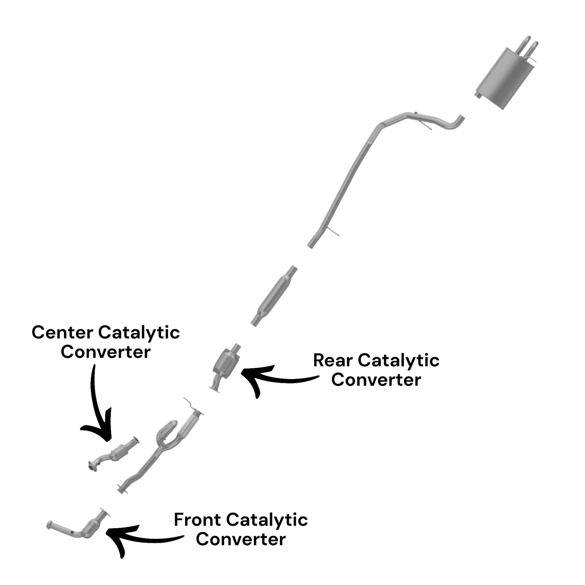 Ford Five Hundred 3.0L (2005-2007) (FWD Only) Front, Center & Rear Catalytic Converters